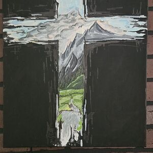 Mountain Landscape Cross Art